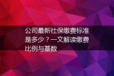 公司最新社保缴费标准是多少？一文解读缴费比例与基数