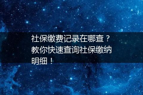 社保缴费记录在哪查？教你快速查询社保缴纳明细！