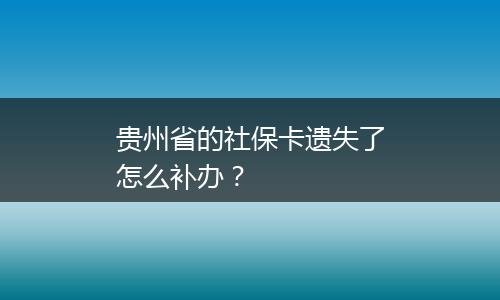 贵州省的社保卡遗失了怎么补办？