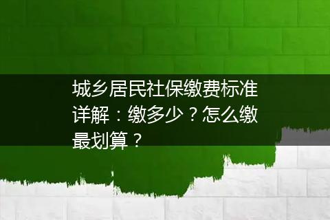 城乡居民社保缴费标准详解：缴多少？怎么缴最划算？