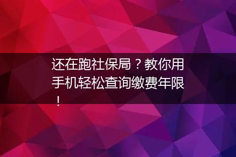 还在跑社保局？教你用手机轻松查询缴费年限！
