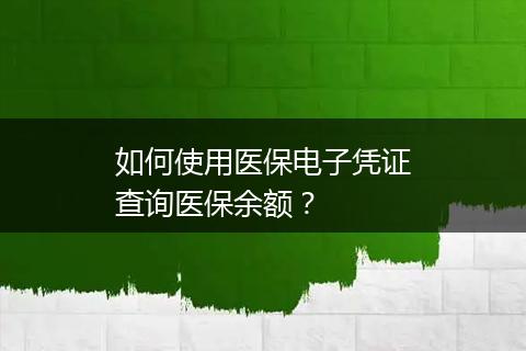 如何使用医保电子凭证查询医保余额？