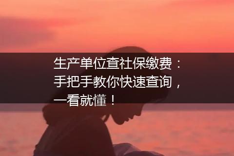 生产单位查社保缴费：手把手教你快速查询，一看就懂！