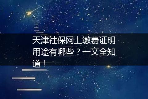 天津社保网上缴费证明用途有哪些？一文全知道！