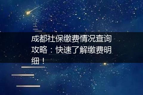 成都社保缴费情况查询攻略：快速了解缴费明细！