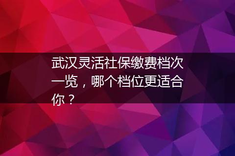 武汉灵活社保缴费档次一览，哪个档位更适合你？