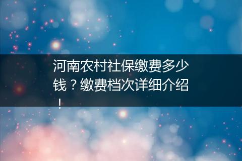 河南农村社保缴费多少钱？缴费档次详细介绍！