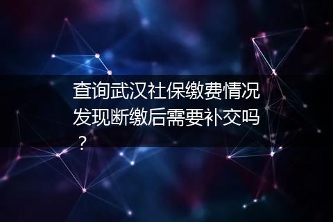 查询武汉社保缴费情况发现断缴后需要补交吗？
