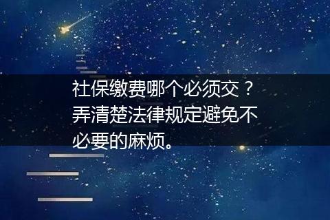 社保缴费哪个必须交？弄清楚法律规定避免不必要的麻烦。