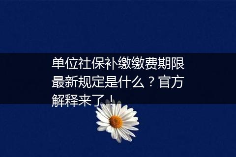 单位社保补缴缴费期限最新规定是什么？官方解释来了！