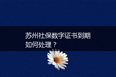 苏州社保数字证书到期如何处理？