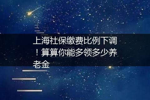 上海社保缴费比例下调！算算你能多领多少养老金
