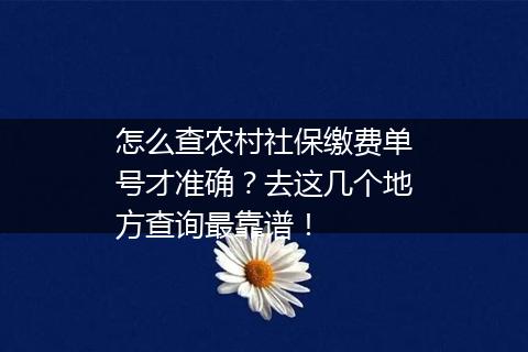 怎么查农村社保缴费单号才准确？去这几个地方查询最靠谱！