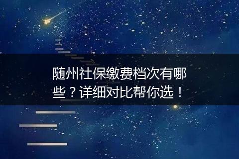 随州社保缴费档次有哪些？详细对比帮你选！