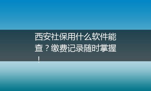 西安社保用什么软件能查？缴费记录随时掌握！