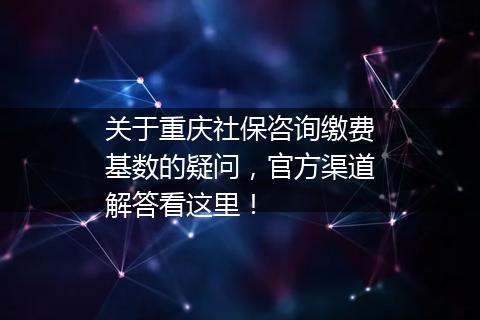 关于重庆社保咨询缴费基数的疑问，官方渠道解答看这里！
