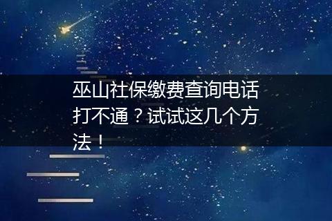 巫山社保缴费查询电话打不通？试试这几个方法！