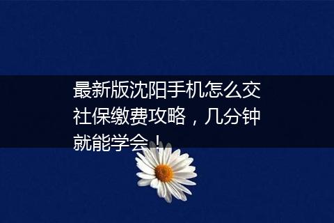 最新版沈阳手机怎么交社保缴费攻略，几分钟就能学会！
