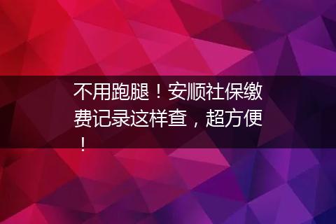 不用跑腿！安顺社保缴费记录这样查，超方便！
