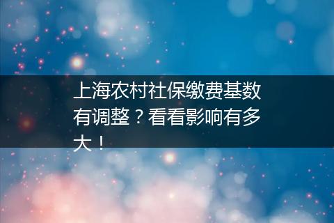 上海农村社保缴费基数有调整？看看影响有多大！