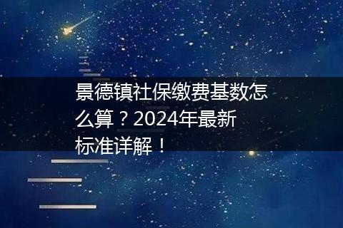 景德镇社保缴费基数怎么算？2024年最新标准详解！