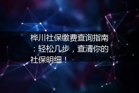桦川社保缴费查询指南：轻松几步，查清你的社保明细！