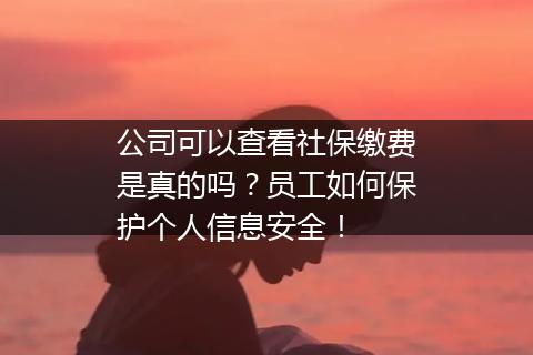 公司可以查看社保缴费是真的吗？员工如何保护个人信息安全！