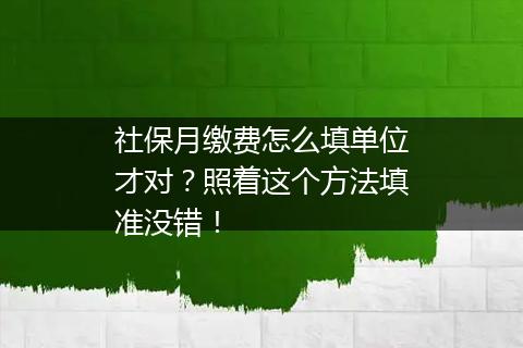 社保月缴费怎么填单位才对？照着这个方法填准没错！