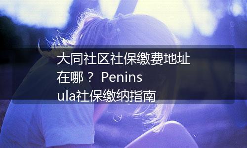 大同社区社保缴费地址在哪？ Peninsula社保缴纳指南