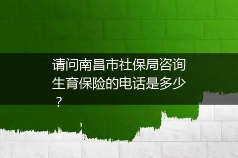 请问南昌市社保局咨询生育保险的电话是多少？
