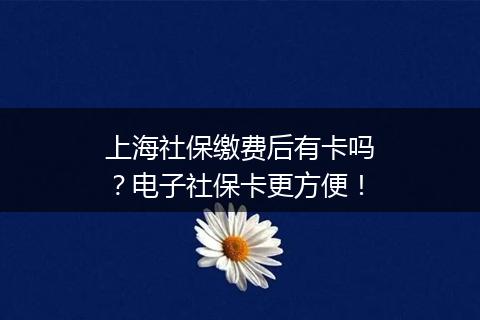 上海社保缴费后有卡吗？电子社保卡更方便！