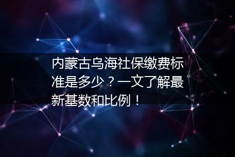 内蒙古乌海社保缴费标准是多少？一文了解最新基数和比例！
