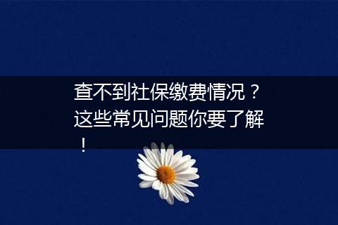 查不到社保缴费情况？这些常见问题你要了解！