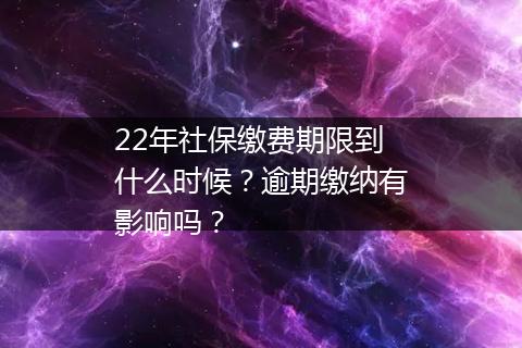 22年社保缴费期限到什么时候？逾期缴纳有影响吗？