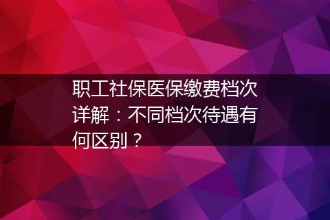 职工社保医保缴费档次详解：不同档次待遇有何区别？