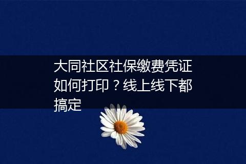 大同社区社保缴费凭证如何打印？线上线下都搞定