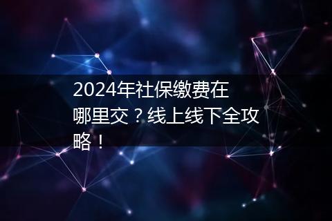 2024年社保缴费在哪里交？线上线下全攻略！