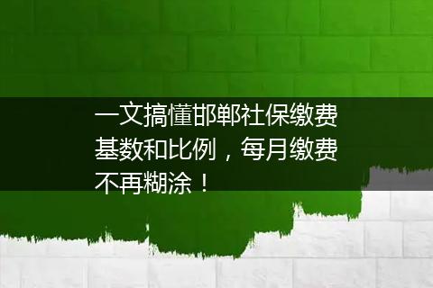 一文搞懂邯郸社保缴费基数和比例，每月缴费不再糊涂！