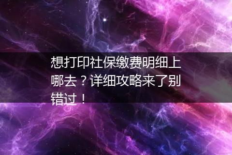 想打印社保缴费明细上哪去？详细攻略来了别错过！