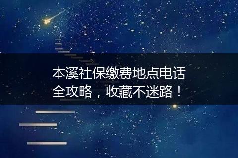本溪社保缴费地点电话全攻略，收藏不迷路！