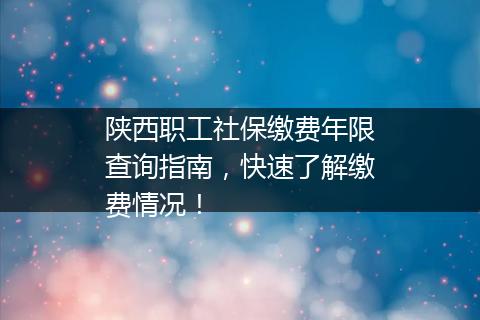 陕西职工社保缴费年限查询指南，快速了解缴费情况！