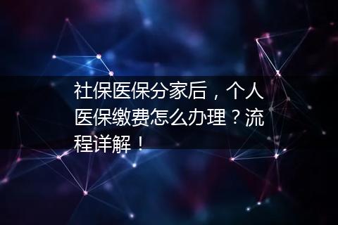 社保医保分家后，个人医保缴费怎么办理？流程详解！