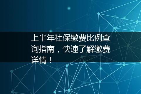 上半年社保缴费比例查询指南，快速了解缴费详情！