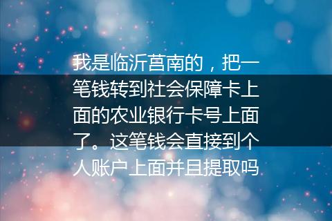 我是临沂莒南的，把一笔钱转到社会保障卡上面的农业银行卡号上面了。这笔钱会直接到个人账户上面并且提取吗