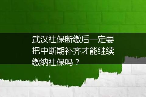 武汉社保断缴后一定要把中断期补齐才能继续缴纳社保吗？