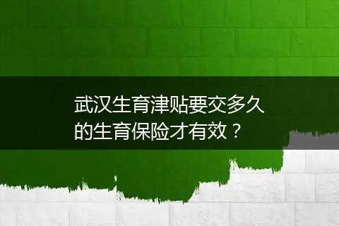 武汉生育津贴要交多久的生育保险才有效？