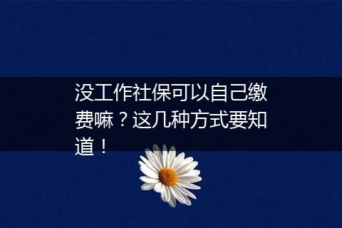 没工作社保可以自己缴费嘛？这几种方式要知道！