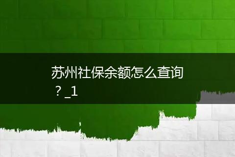 苏州社保余额怎么查询？_1