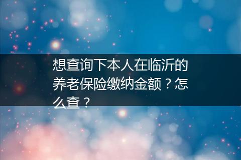想查询下本人在临沂的养老保险缴纳金额？怎么查？