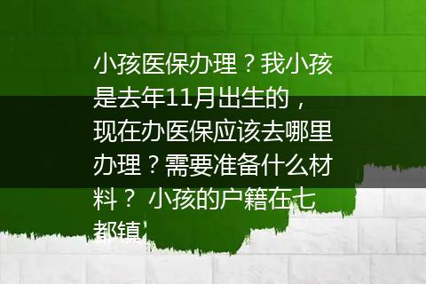 小孩医保办理？我小孩是去年11月出生的，现在办医保应该去哪里办理？需要准备什么材料？ 小孩的户籍在七都镇